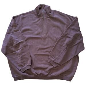NWT SKIMS Half-Zip Slouchy Oversized Boyfriend Fleece Espresso Sz W Oversized
